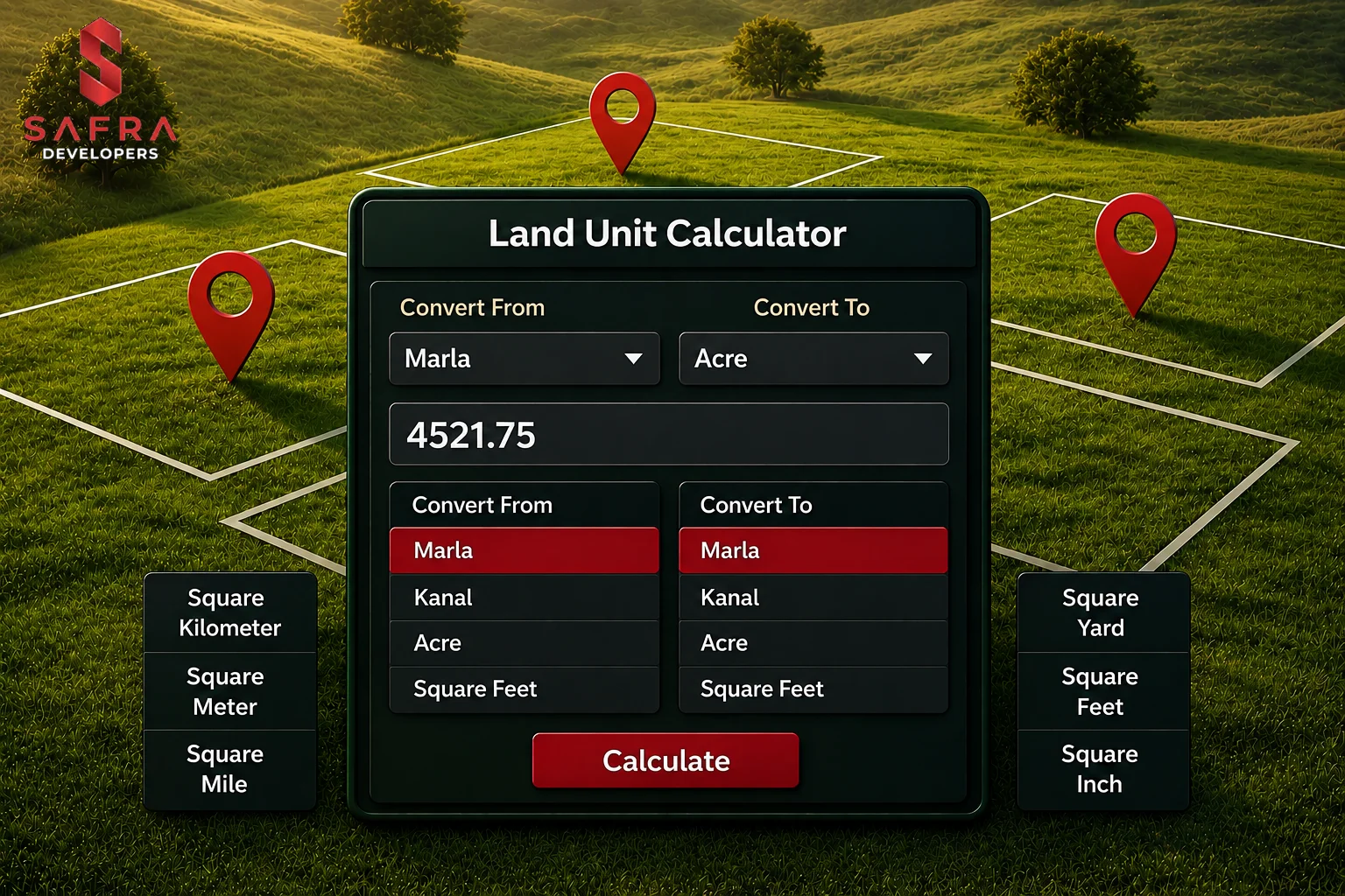 land area conversion calculator