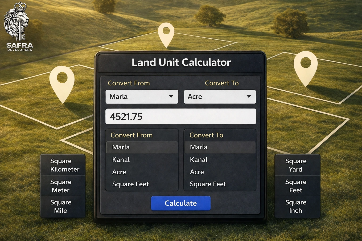 land area conversion calculator