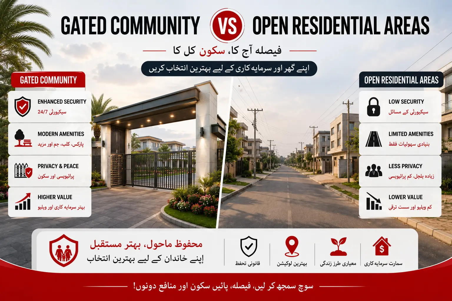 gated community vs open residential areas
